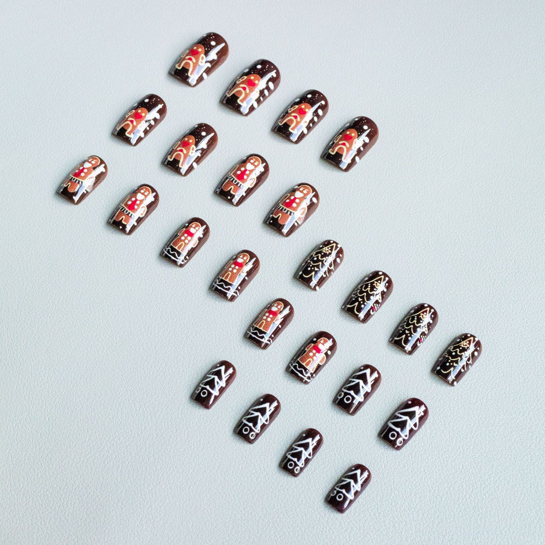 Festive Gingerbread Themed Nail Art Set