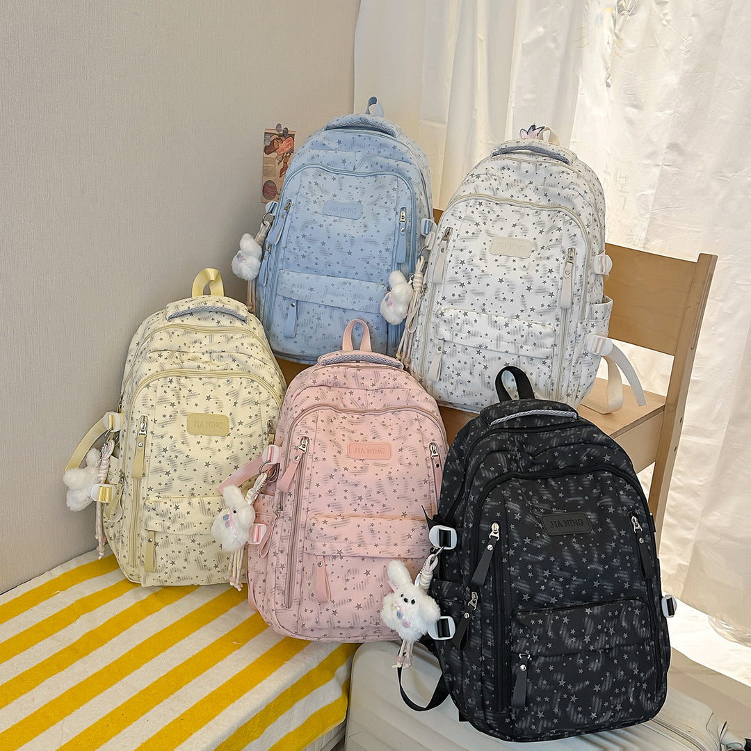 Stylish Multi-Compartment Star-Embellished Backpack Kalsten