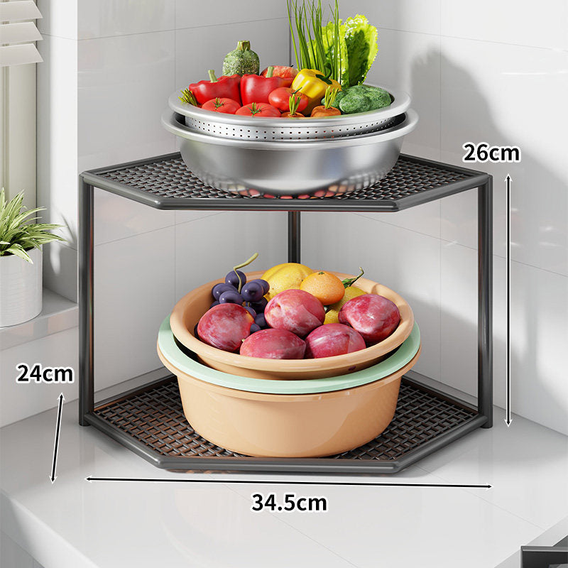Corner Three-Tier Metal Mesh Kitchen Countertop Organizer