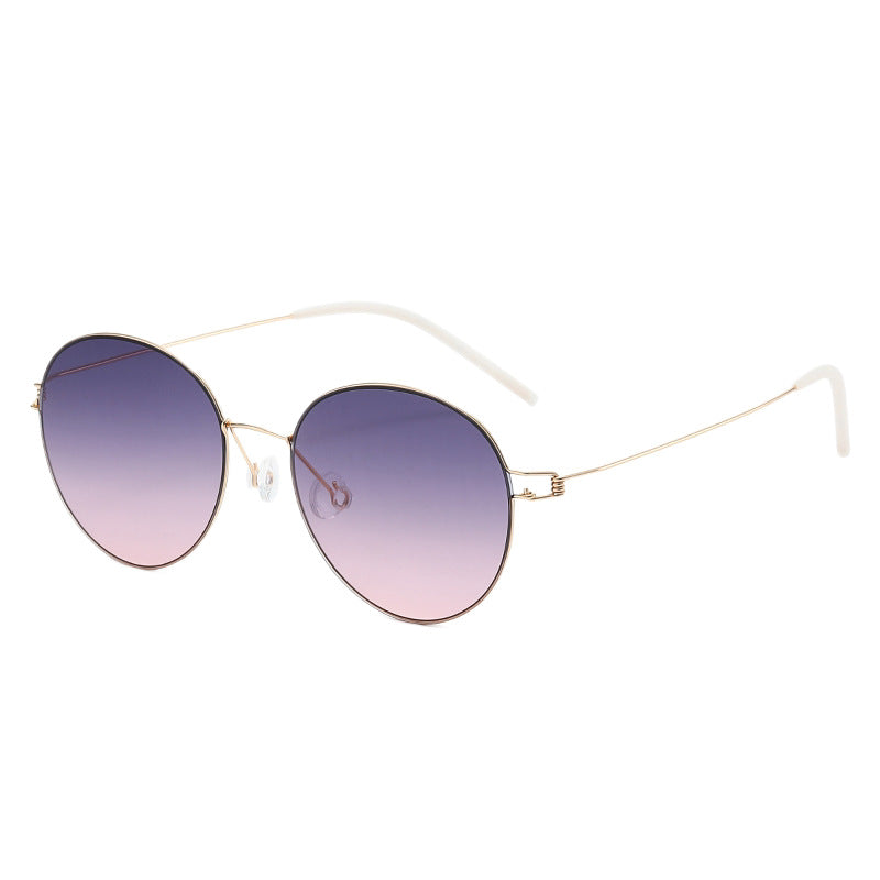 Women round sunglasses with light metal frame and gradient lenses Kalsten
