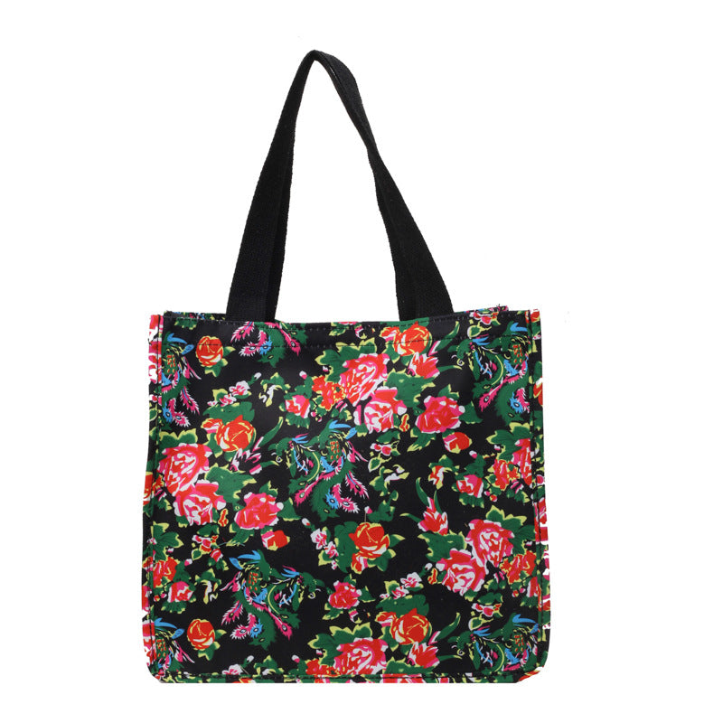 Floral Print Reusable Canvas Tote Bag