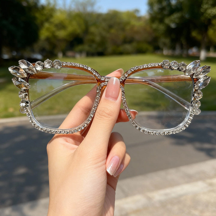 Glamorous Rhinestone-Embellished Cat-Eye Sunglasses Kalsten