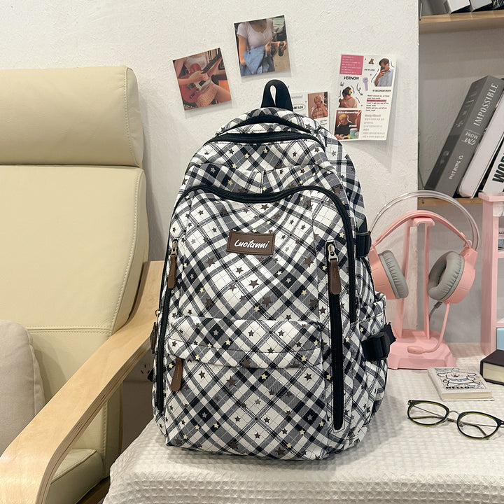 Stylish Plaid Design School Backpack Kalsten