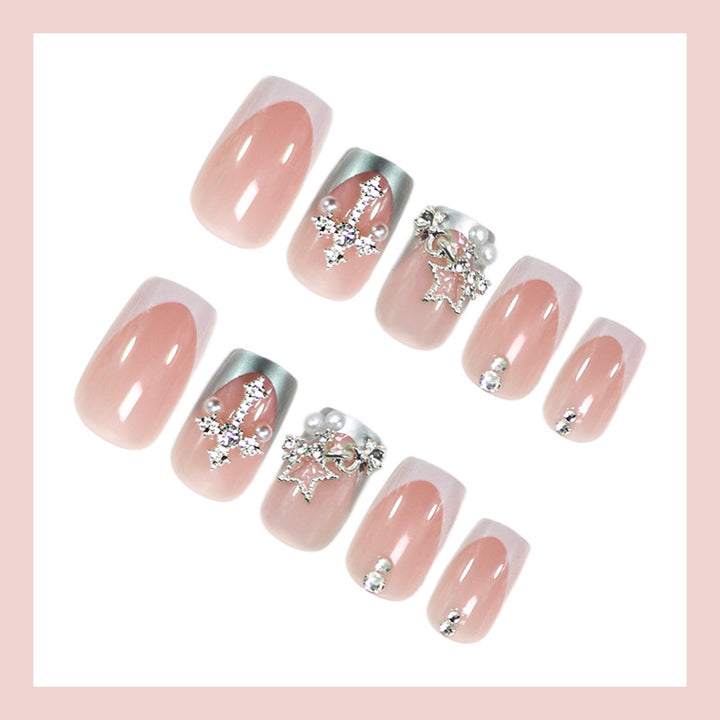 Acrylic nail set with glamorous 3D decorations and elegant accents Kalsten