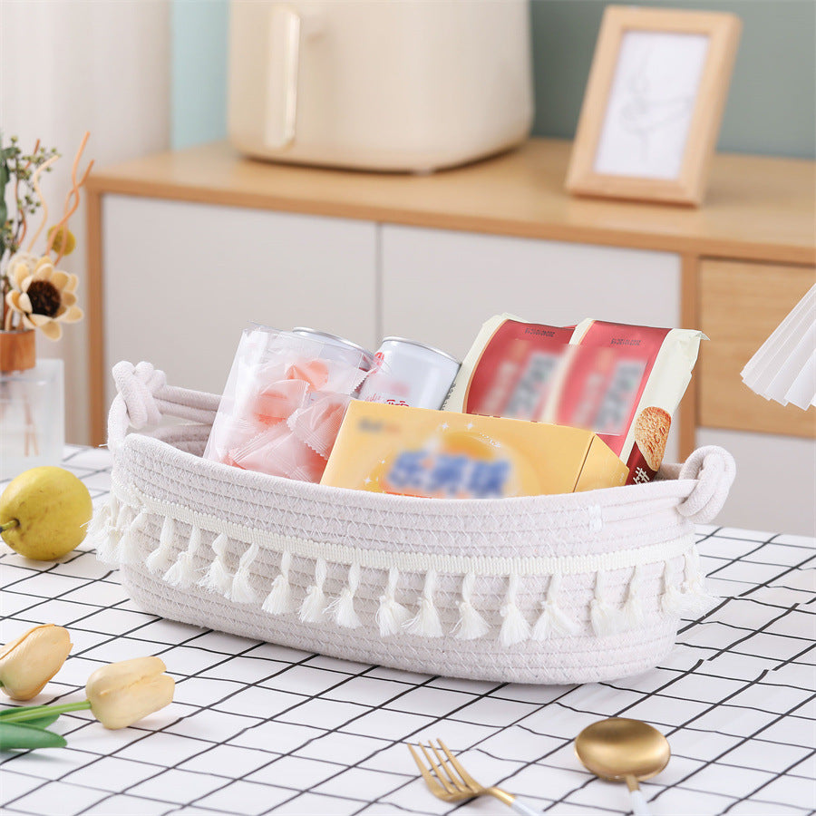 Women Decorative Storage Basket with Fringe Decoration Kalsten