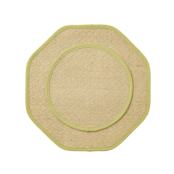 Round sisal scratching mat with octagonal edge and non-slip underside