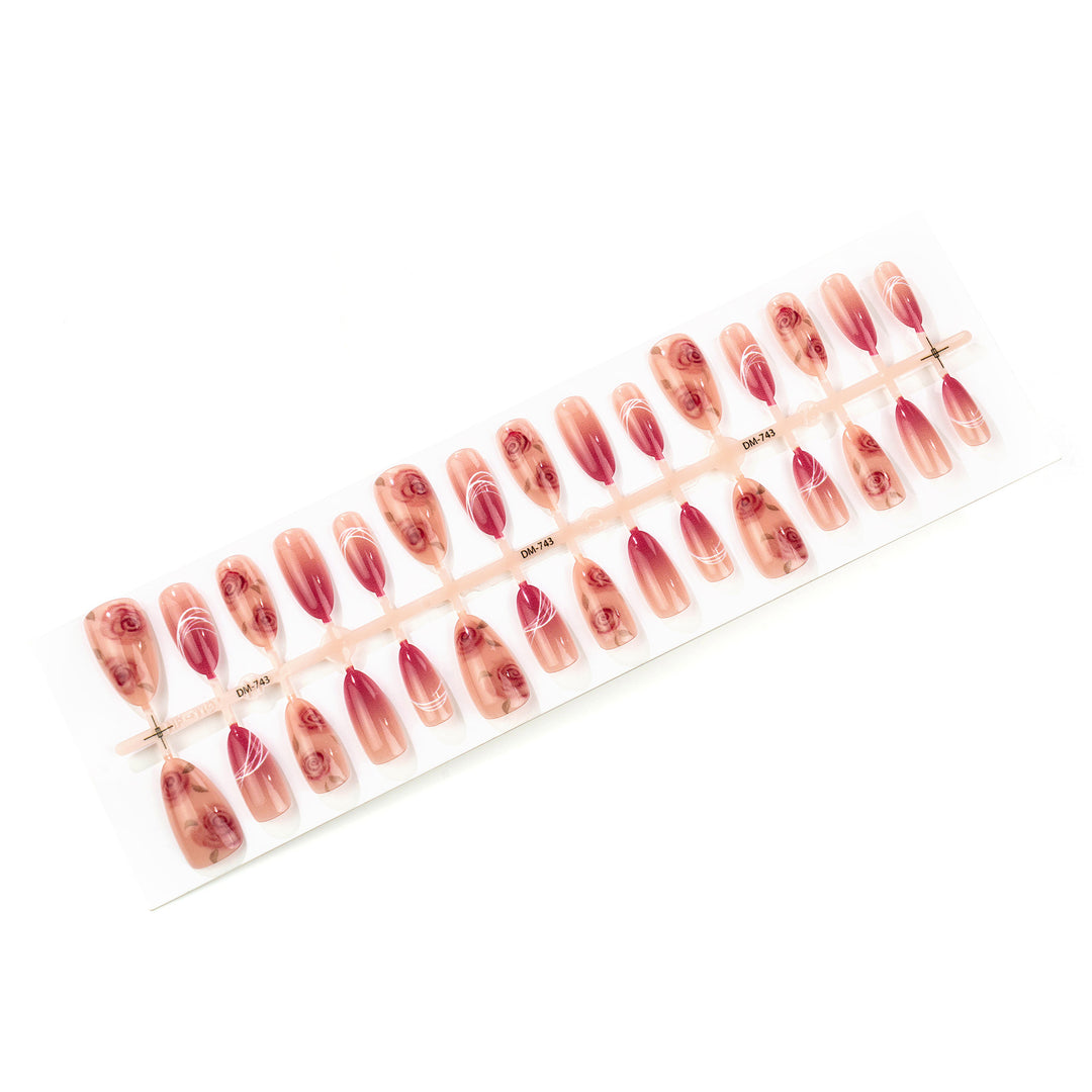 Elegant Rose Design Press-On Nail Set