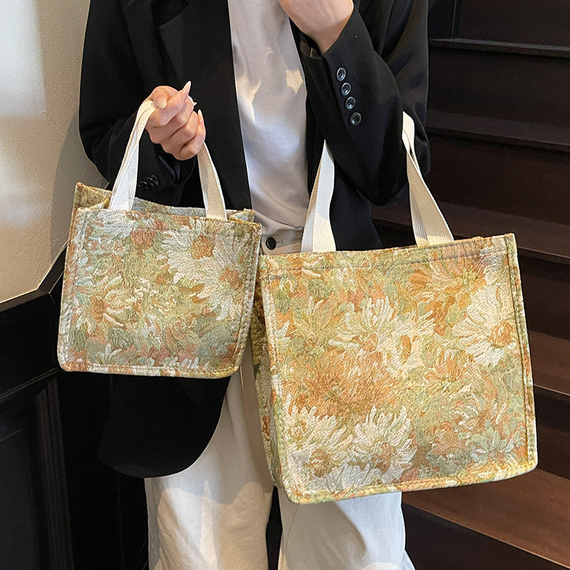 Floral Patterned Artisan Tote Bag