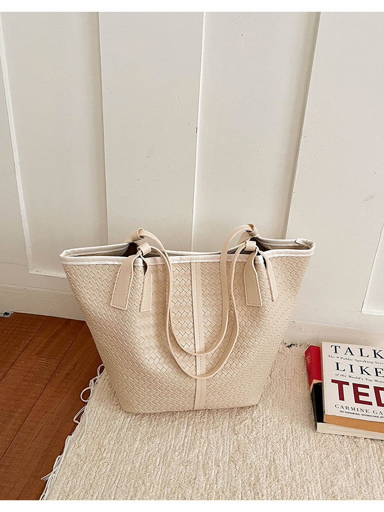 Textured Woven Tote Bag