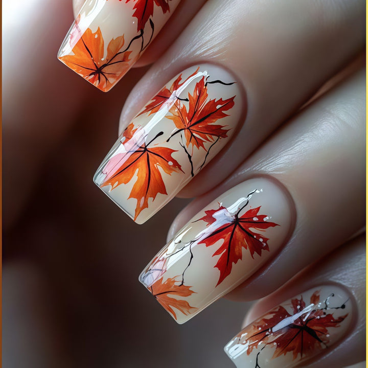 Artificial nails with autumn leaf patterns Kalsten
