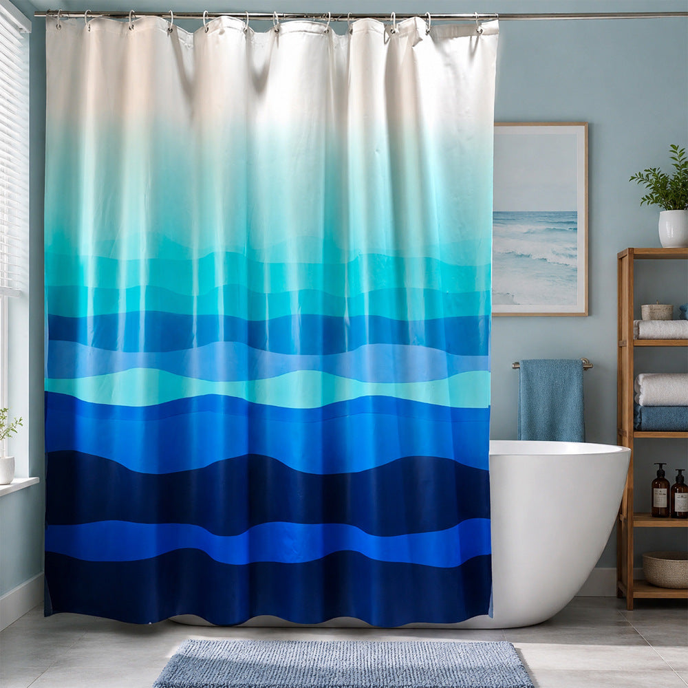 Gradient Wave Pattern Shower Curtain Kalsten