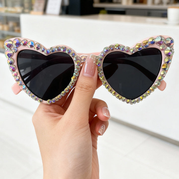 Rhinestone Heart-Shaped Sunglasses Kalsten