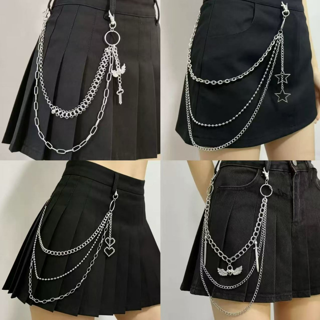 Pleated skirt with stylish chains by Kalsten