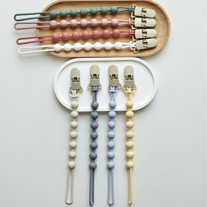 Infant Teething Bead Pacifier Holder Clip with Secure Clamp
