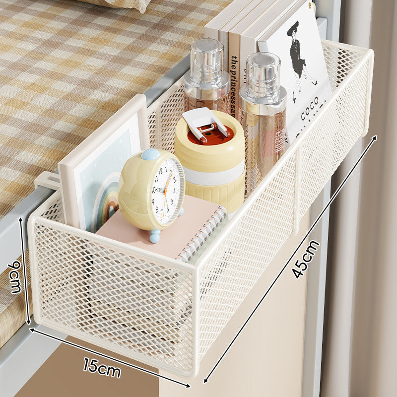 Clamp-On Bed Frame Hanging Mesh Organizer Basket with Rail Mount and Multipurpose Storage
