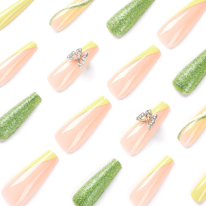 Glittering artificial nails with butterfly design Kalsten