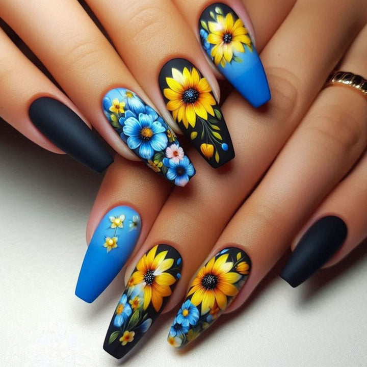 Decorative Floral Stiletto Nail Art Extensions Kalsten 1789713455