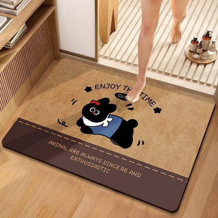 Cartoon Dog-Themed Bath Mat for Bathroom