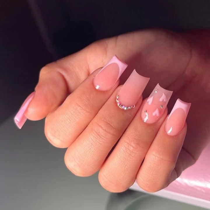 Elegant Long Press-On Nail Set with Rhinestone Accents Kalsten