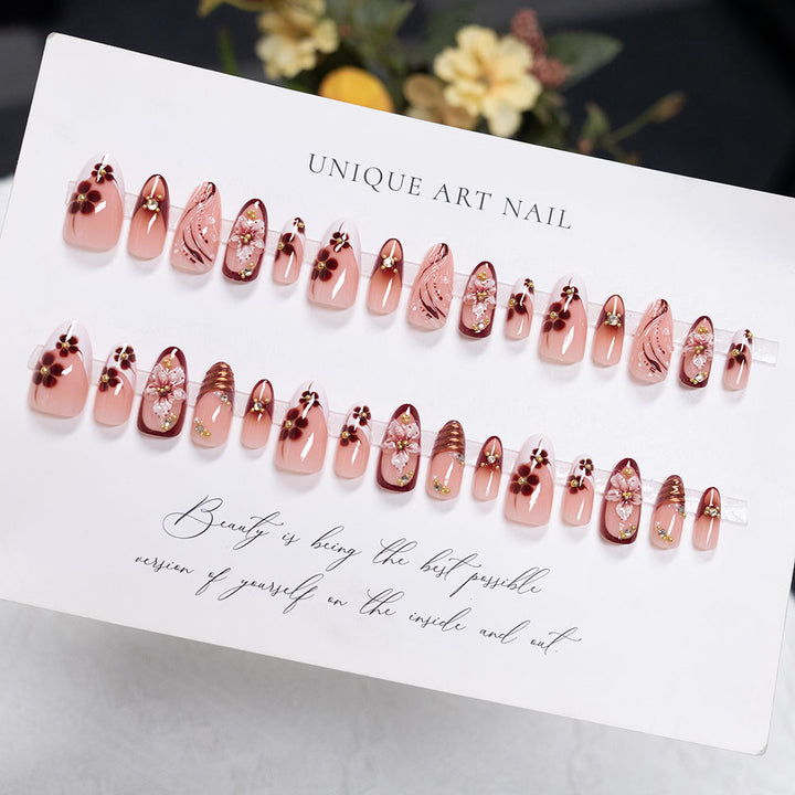 Floral Design Acrylic Nail Art