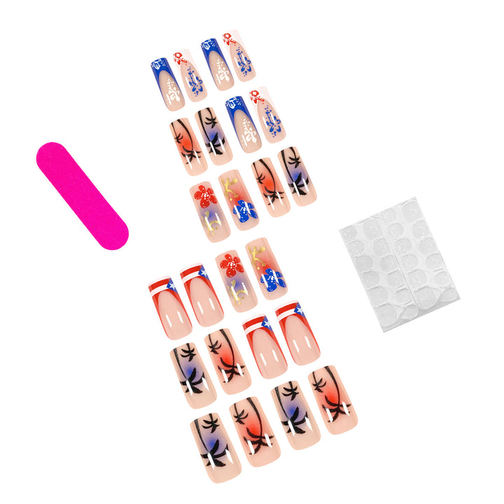 Artistic acrylic nails with floral and tropical design Kalsten
