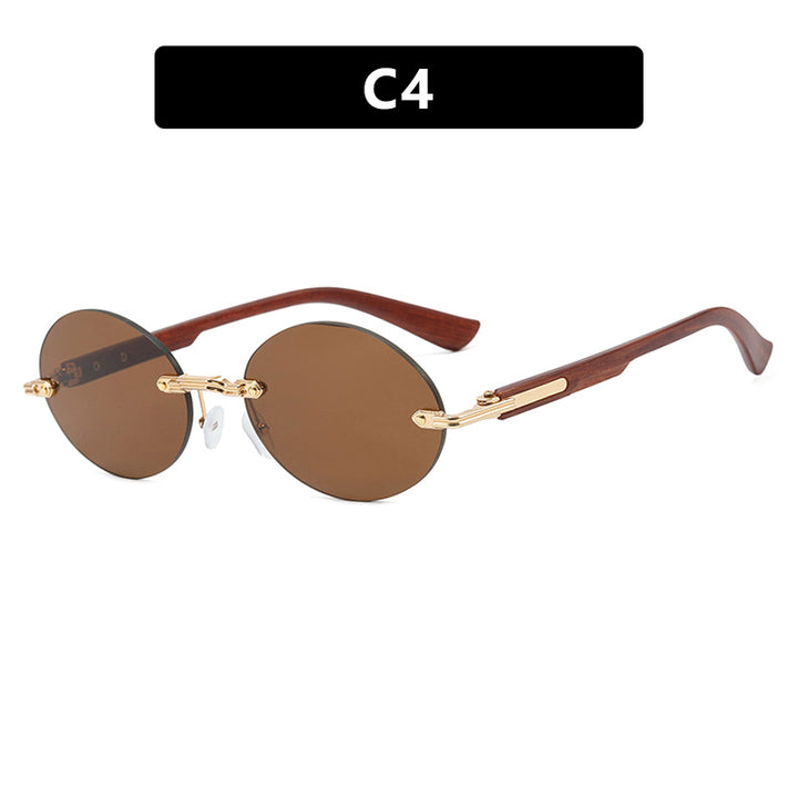 Women's round sunglasses with elegant wooden frame and UV protection Kalsten