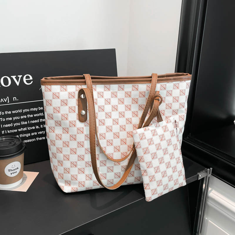 Checked Canvas Tote Bag