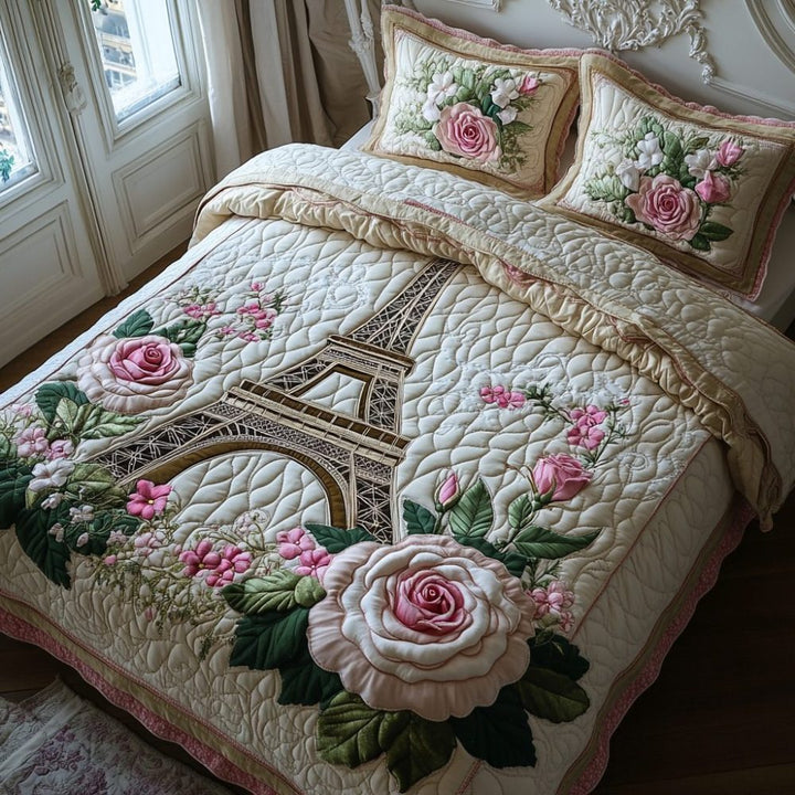 Quilted Ocean Wave Microfiber Comforter Set With Matching Shams And Plush Hypoallergenic Fill
