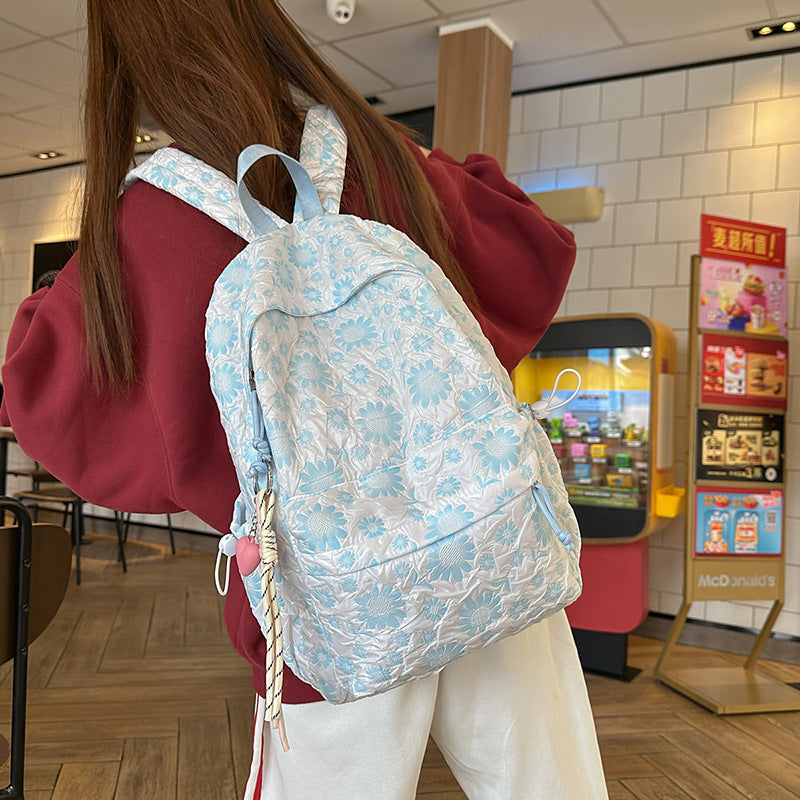 Floral Print Quilted Backpack