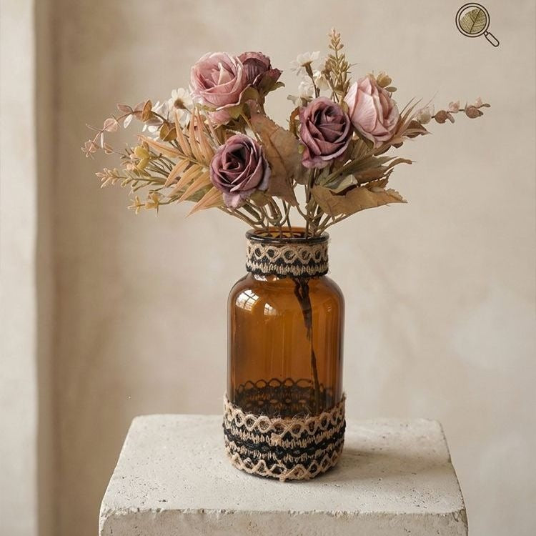 Decorative Glass Bottle with Lace Detail