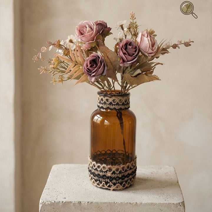 Decorative Glass Bottle with Lace Detail