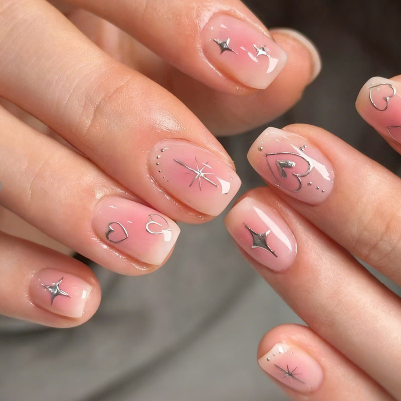 Artificial nail set with loving heart and star motifs Kalsten