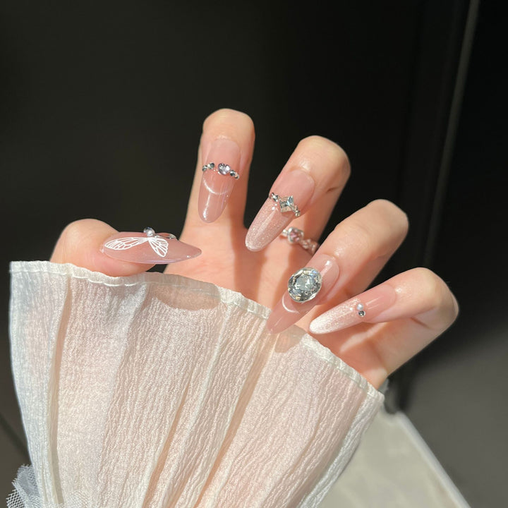 Artistic Gem-Accented Press-On Nail Extensions Kalsten
