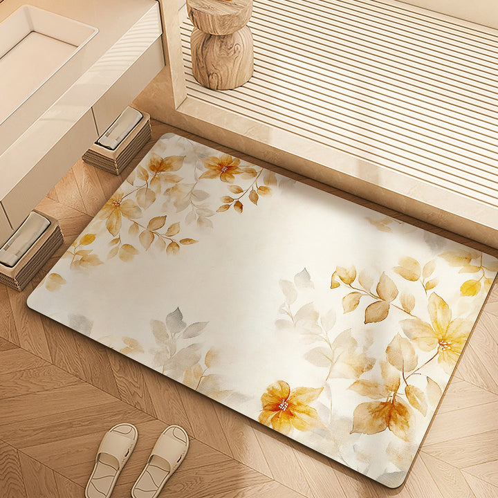 Floral Patterned Memory Foam Bath Mat