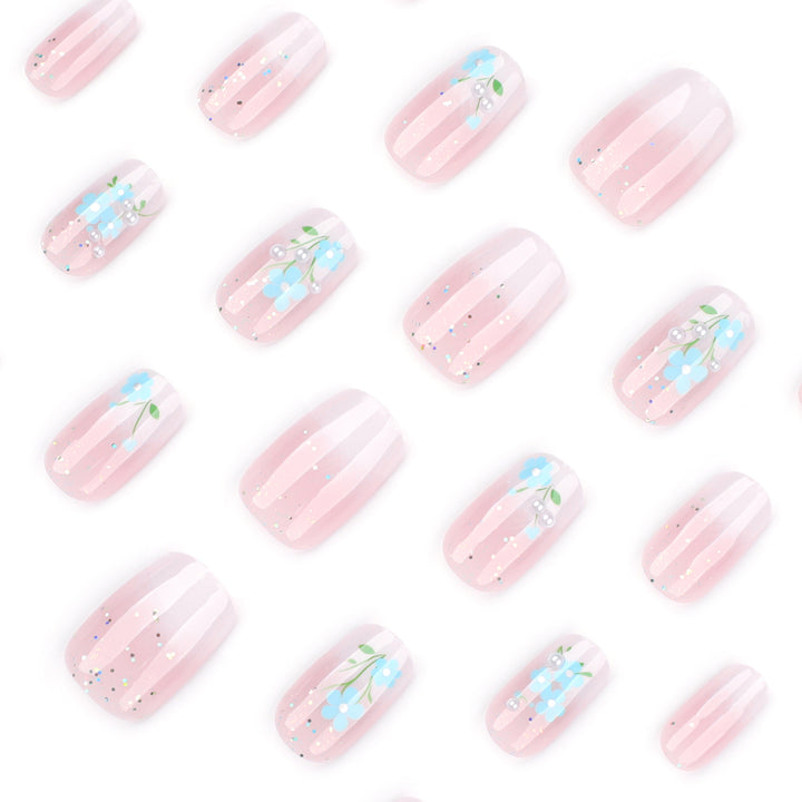 Artful nail extensions with floral design Kalsten
