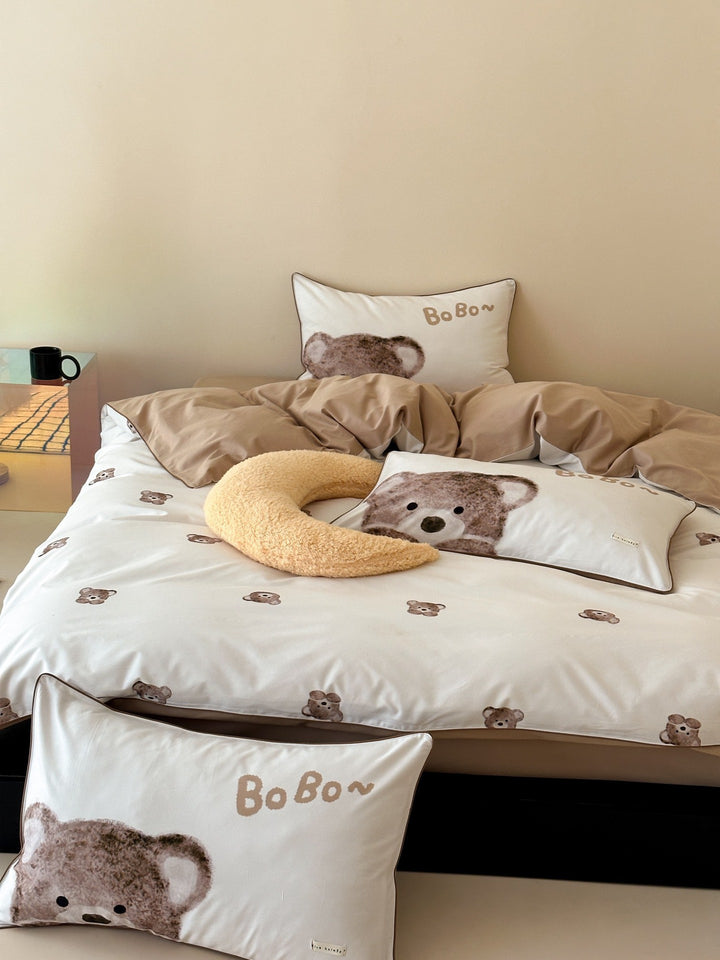 Children's bedding set with panda motif made of cotton satin and lovingly crafted appliqué