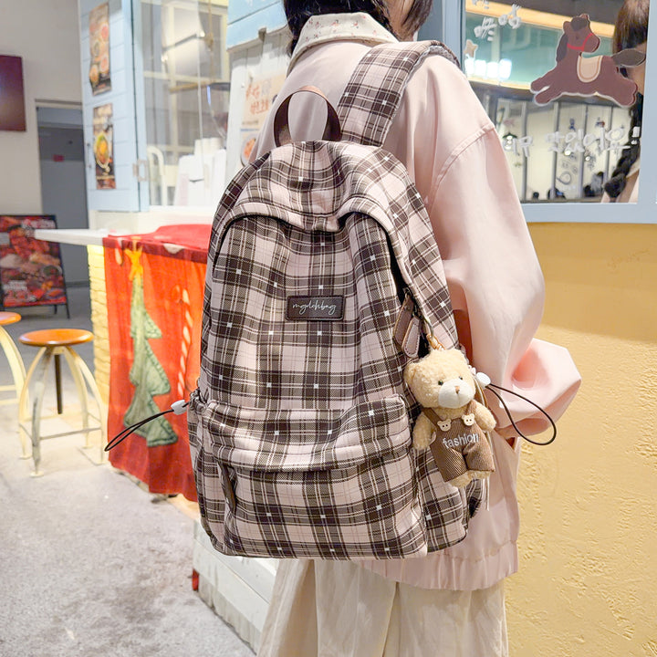 Trendy Plaid Pattern Backpack Kalsten