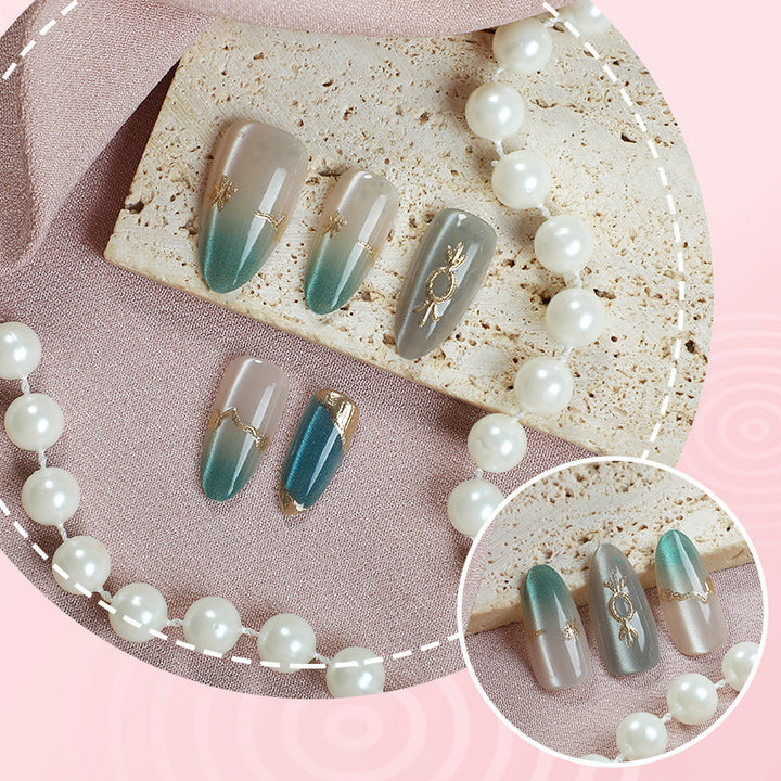 Decorative Press-On Nail Art Set with Gem Accents Kalsten