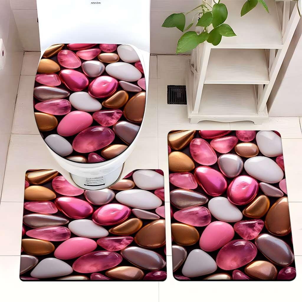 Decorative Pebble Bathroom Mat Set Kalsten