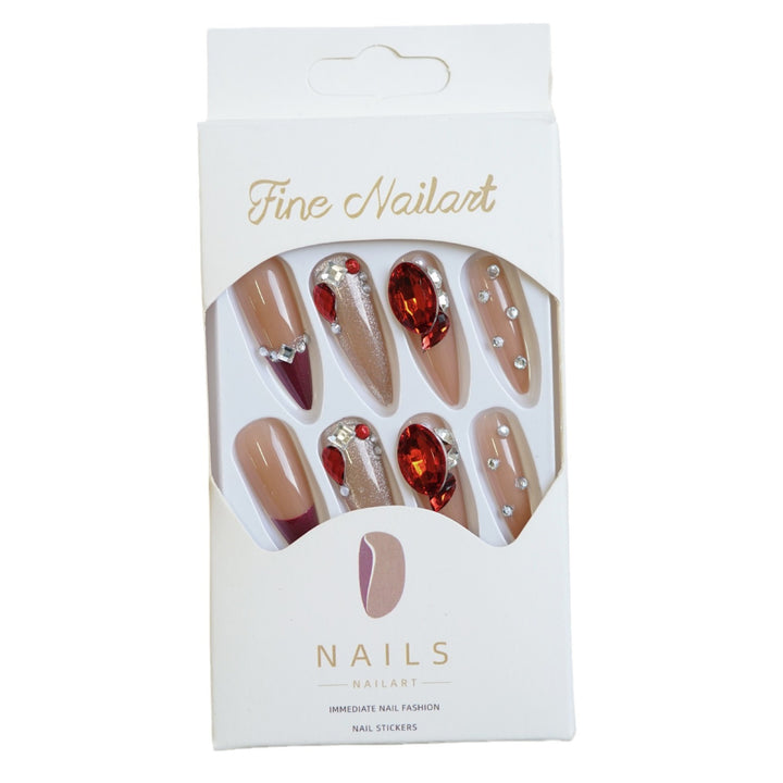 Decorative Stiletto Press-On Nail Set with Rhinestone Accents