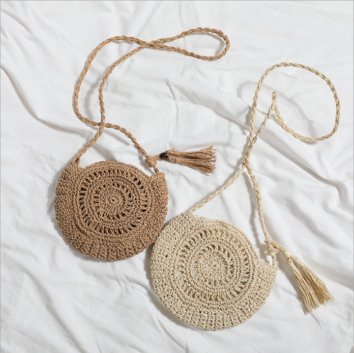 Beef Macrame Shoulder Bag with Tassel Kalsten