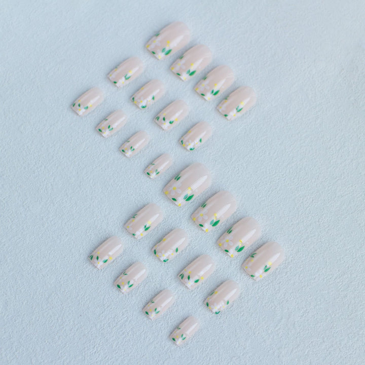 Floral Accent Acrylic Nail Art