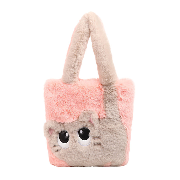 Plush shoulder bag with cat motif Kalsten