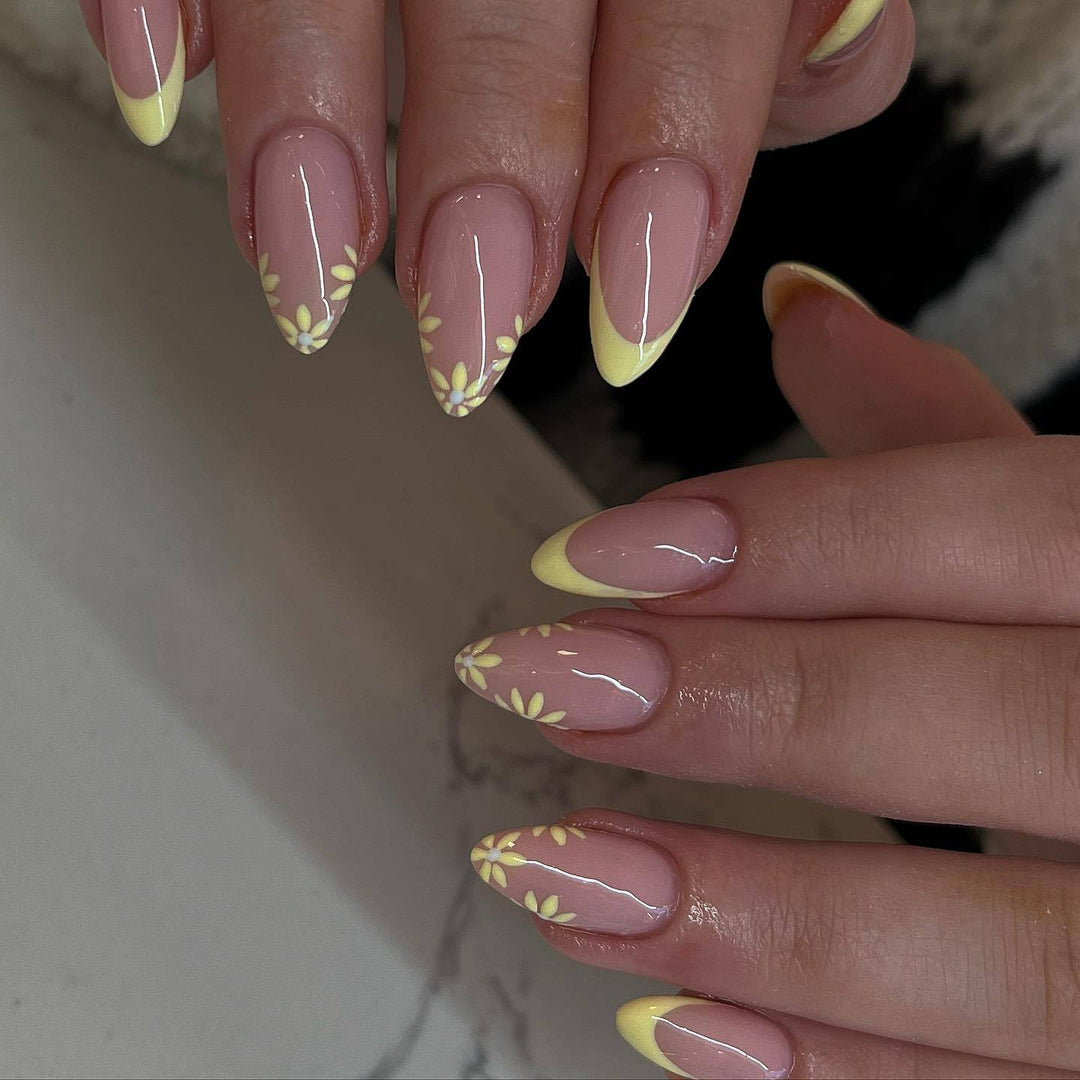 Elegant Floral French Tip Press-On Nails
