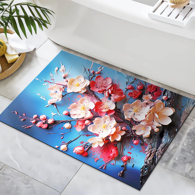 Textured Floral Design Bath Mat Kalsten