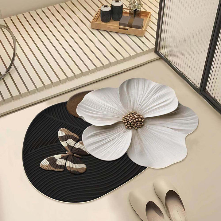 Artistic Floral Pattern Bath Mat Kalsten