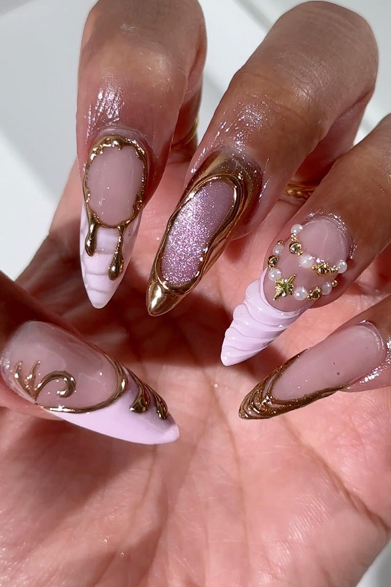 Decorative Press-On Nail Art with Unique Sculpted Designs Kalsten