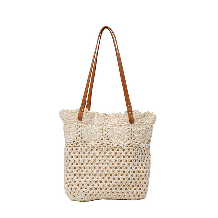 Macrame shopping bag with leather handles Kalsten