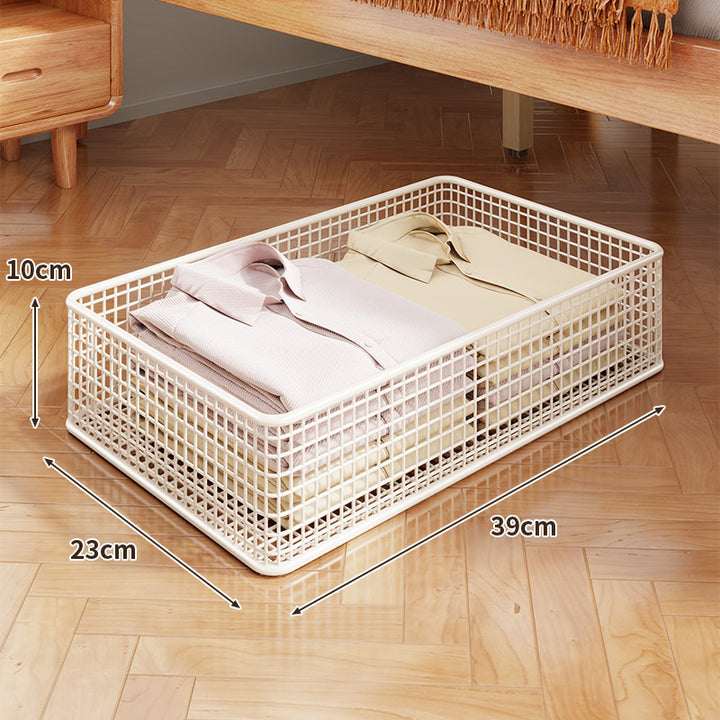 Underbed Low-Profile Metal Mesh Storage Drawer on Casters