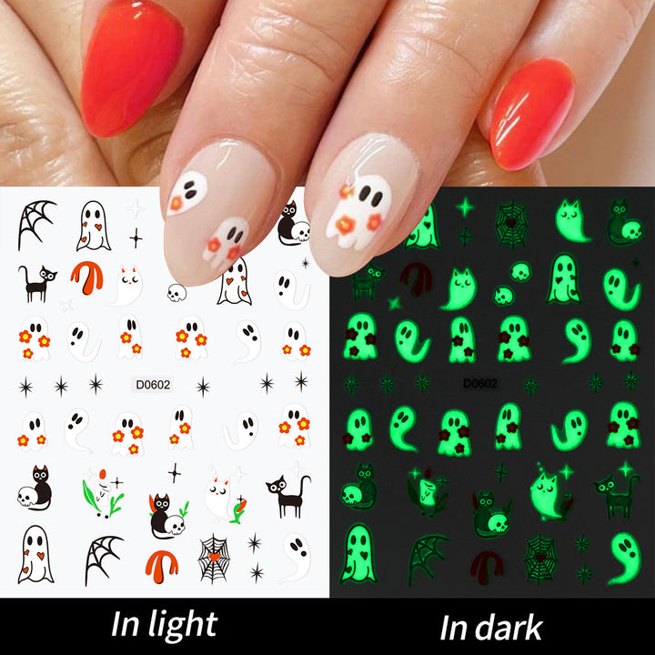 Glow-in-the-Dark Ghost Nail Art Sticker Set